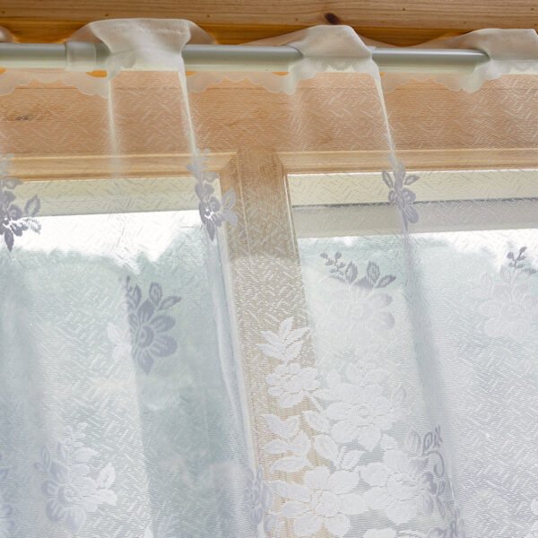 white daisy lace polyester café curtain rustic farmhouse window valance