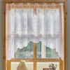 white daisy lace polyester café curtain rustic farmhouse window valance