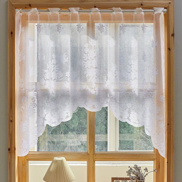 white daisy lace polyester café curtain rustic farmhouse window valance