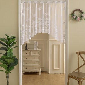 white daisy embroidery lace polyester café curtain semi sheer valance