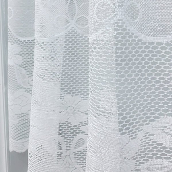 White Floral Print Polyester Café Curtain (2) white floral print polyester café curtain sheer farmhouse kitchen valance