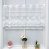 White Floral Print Polyester Café Curtain (3) white floral print polyester café curtain sheer farmhouse kitchen valance