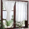 White Lavender Embroidery Lace Café Curtain (1) white lavender embroidery lace café curtain French country kitchen valance