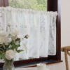 White Lavender Embroidery Lace Café Curtain (2) white lavender embroidery lace café curtain French country kitchen valance
