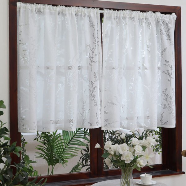 White Lavender Embroidery Lace Café Curtain (3) white lavender embroidery lace café curtain French country kitchen valance