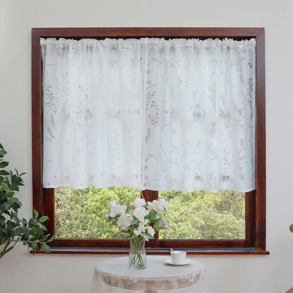 White Lavender Embroidery Lace Café Curtain (4) white lavender embroidery lace café curtain French country kitchen valance