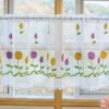 white tulip embroidery polyester café curtain elegant sheer window valance