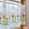 white tulip embroidery polyester café curtain elegant sheer window valance