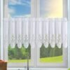 European white print polyester café curtain sheer modern kitchen valance