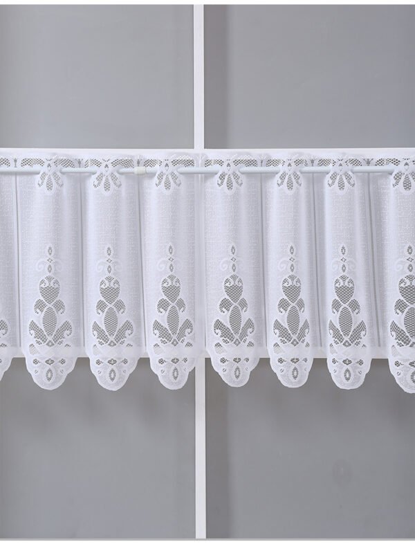 European white print polyester café curtain sheer modern kitchen valance