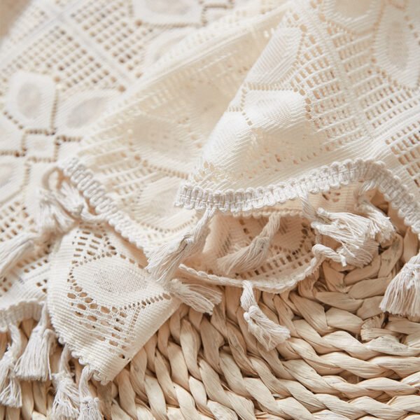White Six-Petal Tassel Café Curtain – French Style Kitchen Valance (3) White Six-Petal Tassel Café Curtain – French Style Kitchen Valance