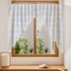 White Six-Petal Tassel Café Curtain – French Style Kitchen Valance (9) white six petal flower lace café curtain tassel farmhouse kitchen valance
