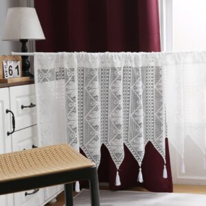 white tassel lace polyester café curtain elegant farmhouse kitchen valance
