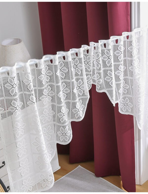 white tassel lace polyester café curtain elegant farmhouse kitchen valance