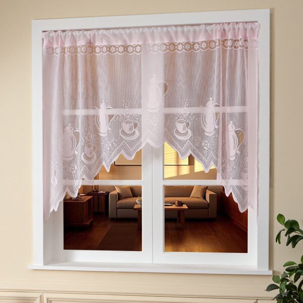 White Teapot Lace Polyester Café Curtain (5) white teapot lace polyester café curtain French country kitchen valance