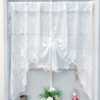 white three flower roman shade lace café curtain elegant farmhouse style