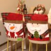 Plush snowman Christmas chair cover; Polyester plush holiday chair slipcover