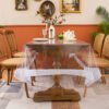 Clear Lace-Trimmed PVC Tablecloth for Table Protection and Elegance