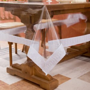 Clear Lace-Trimmed PVC Tablecloth for Table Protection and Elegance