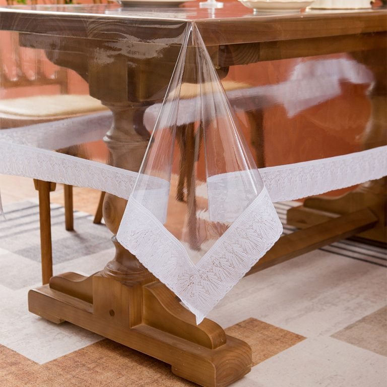 Clear Lace-Trimmed PVC Tablecloth for Table Protection and Elegance