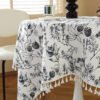 cotton tablecloth (4) Boho Cotton Linen Tablecloth with Tassels