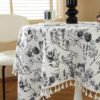cotton tablecloth (7) Boho Cotton Linen Tablecloth with Tassels