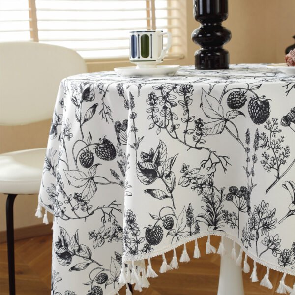 cotton tablecloth (7) Boho Cotton Linen Tablecloth with Tassels