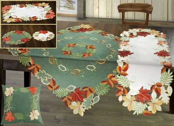 Wholesale Satin Embroidered Tablecloth with Hand Cutwork
