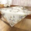 Bulk embroidered polylinen table covers for Christmas and banquets
