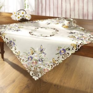 Bulk embroidered polylinen table covers for Christmas and banquets