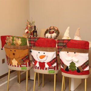 Plush Santa Claus chair cover; Plush snowman Christmas chair slipcover