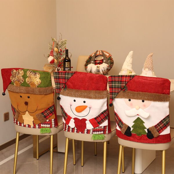 holiday plush figure chair slipcovers (2) Plush Santa Claus chair cover; Plush snowman Christmas chair slipcover
