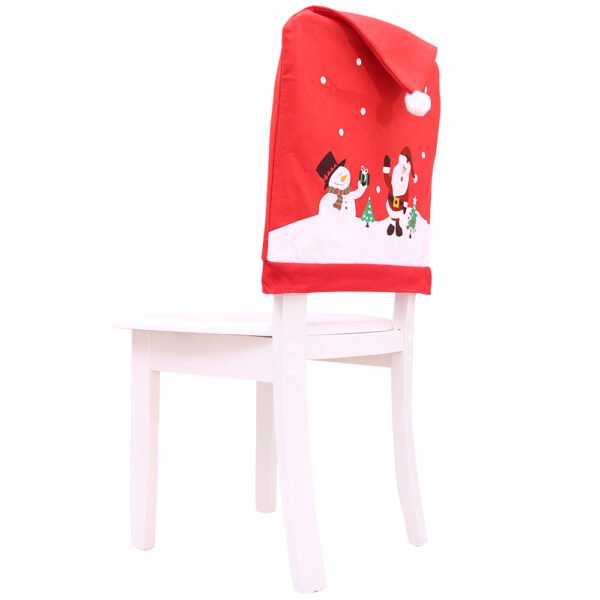 non-woven red christmas chair covers (6) Non-woven Christmas Santa hat chair cover; Holiday novelty chair slipcover in red