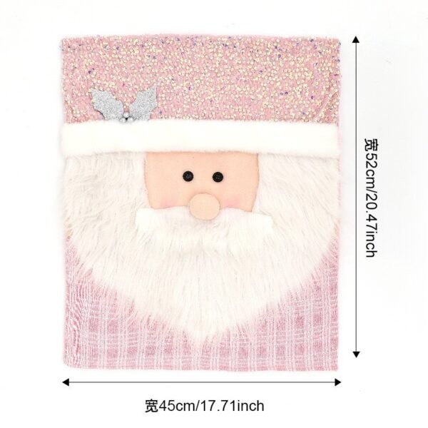 Pink Santa Claus Christmas chair cover; Pink plush snowman slipcover
