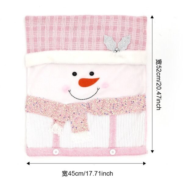 Pink Santa Claus Christmas chair cover; Pink plush snowman slipcover