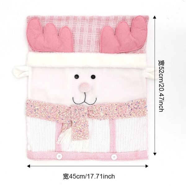 Pink Santa Claus Christmas chair cover; Pink plush snowman slipcover