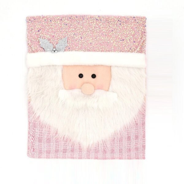 Pink Santa Claus Christmas chair cover; Pink plush snowman slipcover