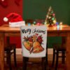 Plush Christmas chair cover with Santa Claus; Polyester snowman chair slipcover