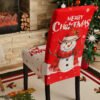 Elastic snowman Christmas chair cover; Printed holiday chair slipcover