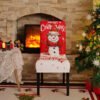 Elastic snowman Christmas chair cover; Printed holiday chair slipcover