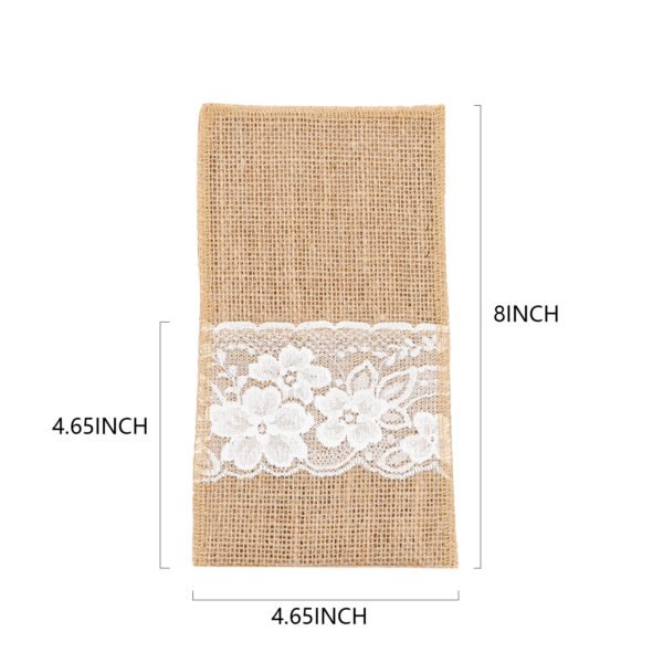 Lace design burlap utensil holder pouch for weddings and formal events