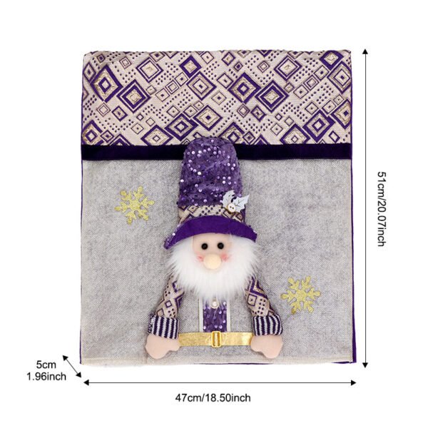 Purple sequin Christmas chair cover with Santa; Sparkling holiday chair slipcover