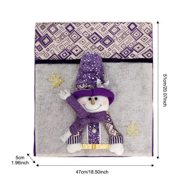 Purple sequin Christmas chair cover with Santa; Sparkling holiday chair slipcover