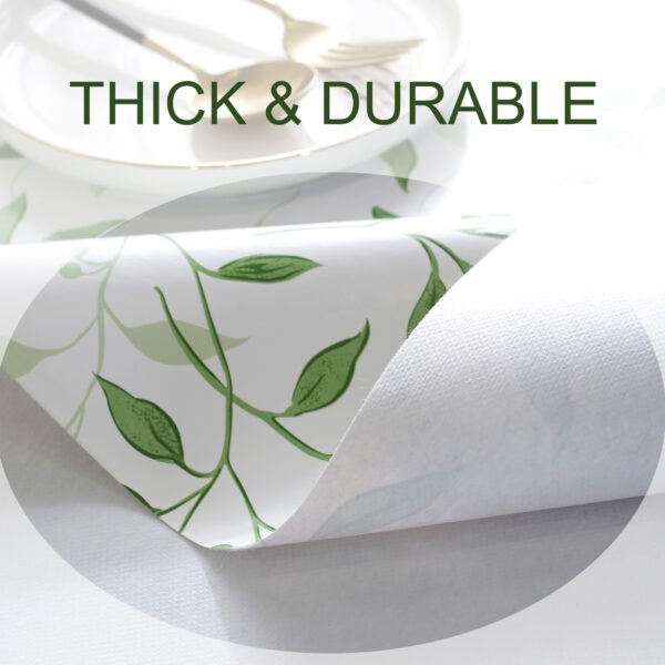 Rectangular green leaf vinyl tablecloth custom size wholesale Green leaf vinyl tablecloth waterproof wipeable with flannel backing