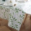 waterproof tablecloth (2) Green Leaf Pattern Vinyl Tablecloth
