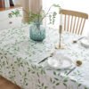 waterproof tablecloth (4) Green Leaf Pattern Vinyl Tablecloth
