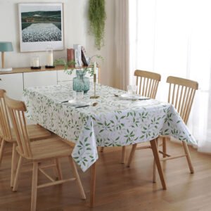 Custom printed green leaf vinyl tablecloth bulk order B2B