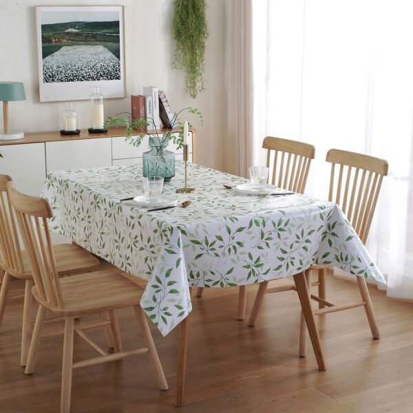 green leaf vinyl tablecloth wholesale distributor supply Custom printed green leaf vinyl tablecloth bulk order B2B