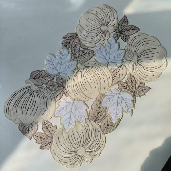 Beige pumpkin embroidered Thanksgiving placemat