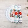 Blue chain stitch embroidered round placemat